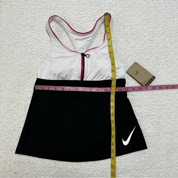 NWT Nike Tankini Swim Top Pink Black White With Zipper Women Sz S - Picture 2 of 7